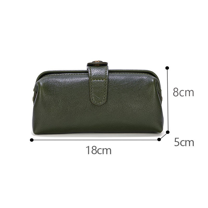 Retro First Layer Cowhide Genuine Leather Antique Women's Clutch