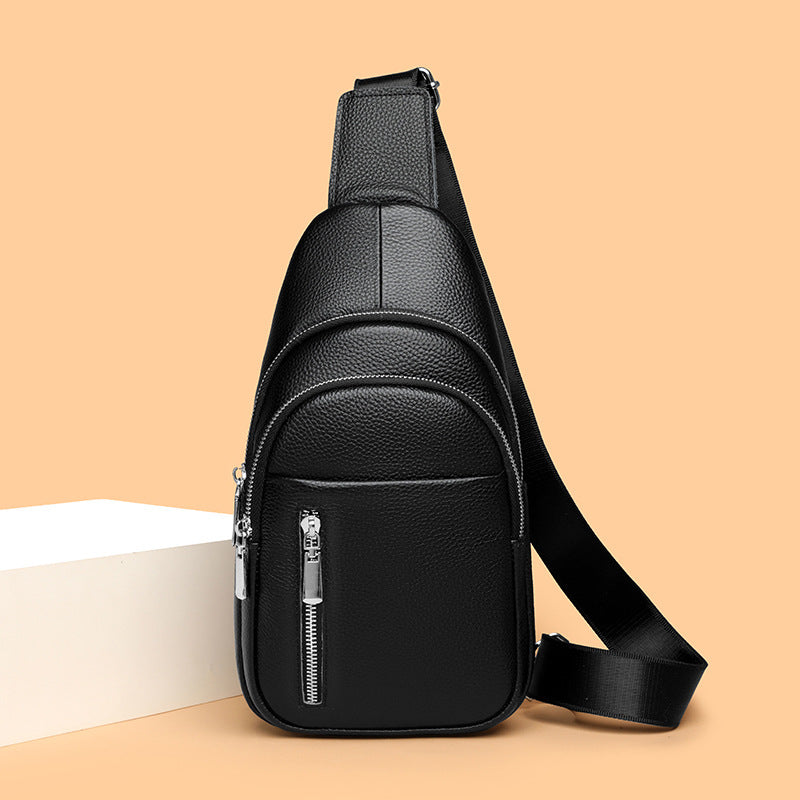 Men's Leather Leisure Top Layer Cowhide Men's Chest Bags