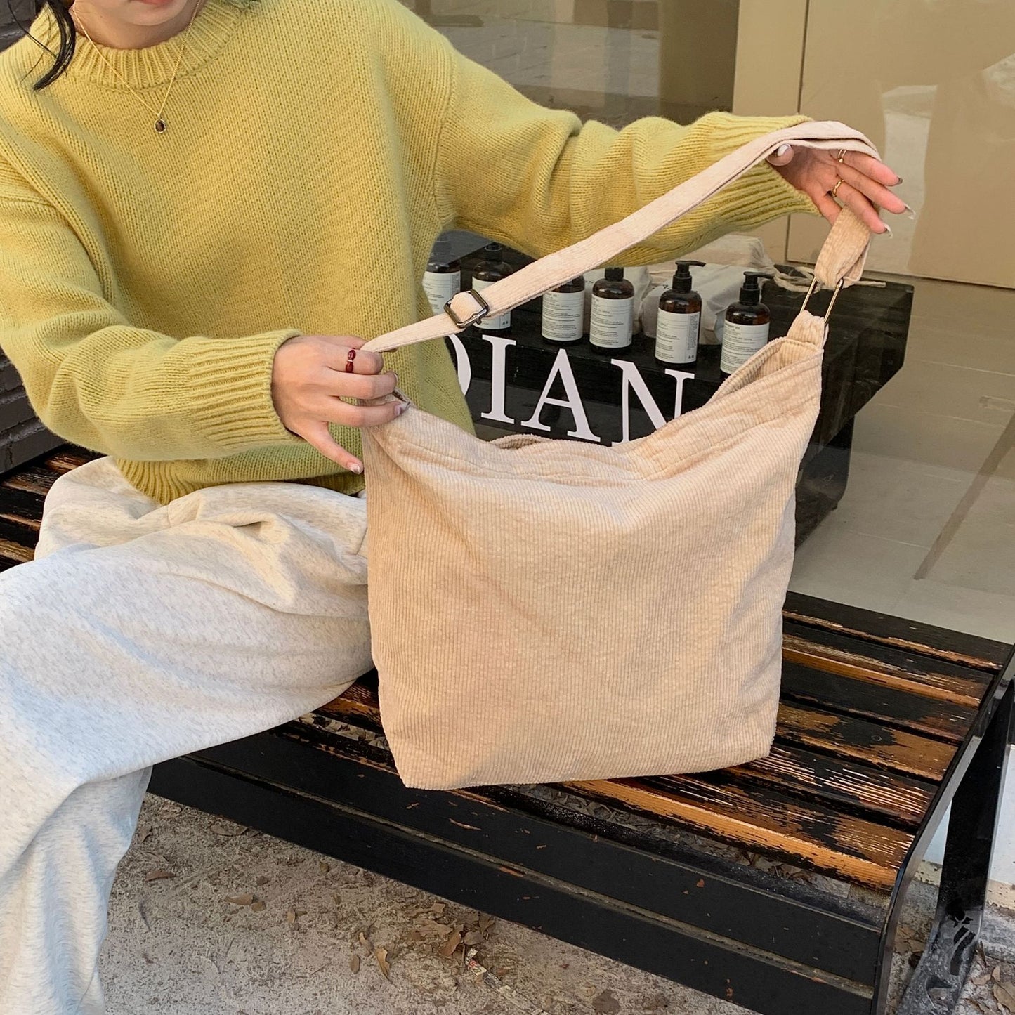 Water Corduroy Artistic Retro Leisure Large Capacity Bags