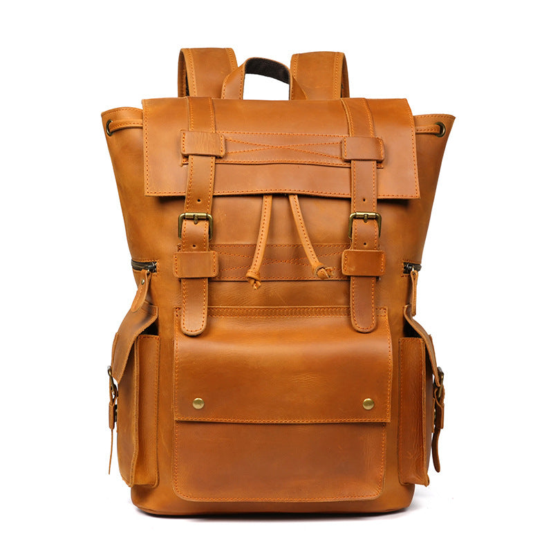 Top Layer Cowhide Large Capacity Retro Leather Leisure Backpack