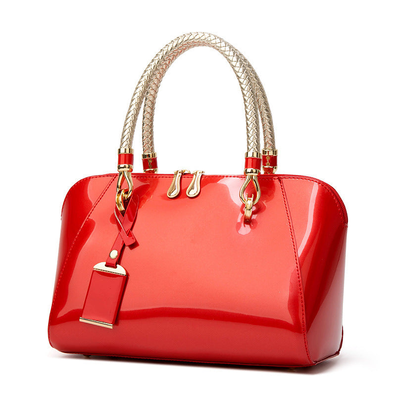 Versatile Women's Patent Leather Glossy Bridal Handbags