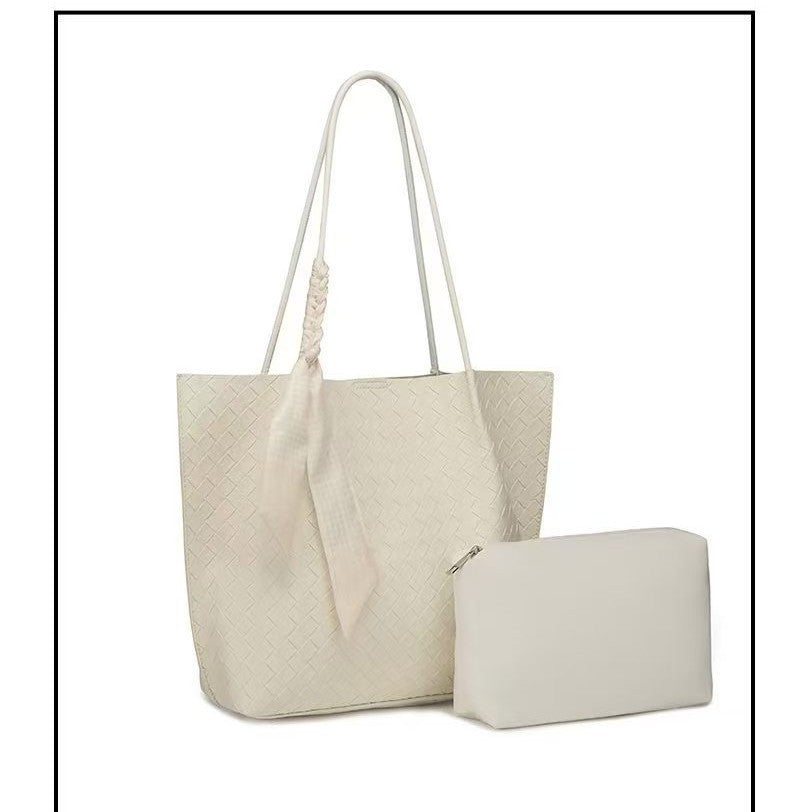 Women's High-grade Large Capacity Woven Genuine Leather Tote Bag