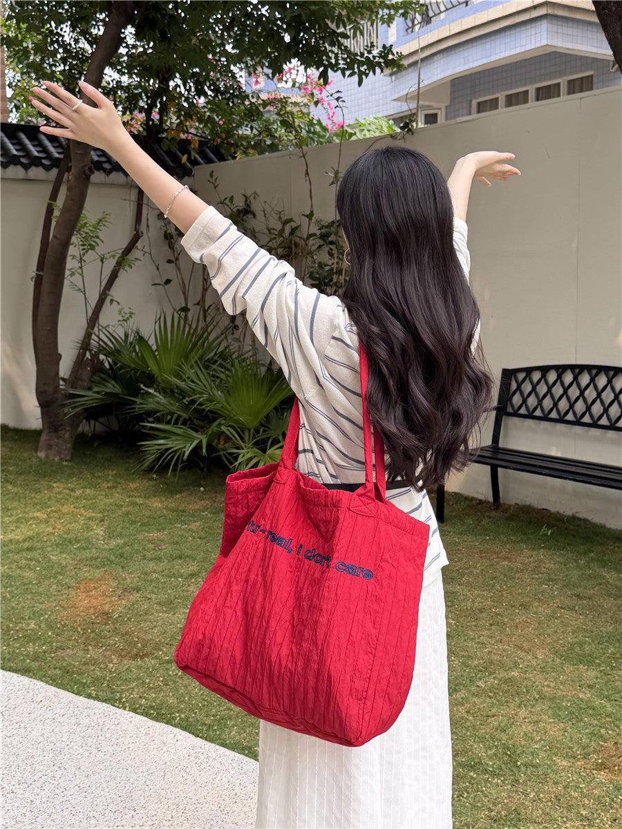 Women's Nylon Embroidered Letter Embroidery Leisure Commute Tote Bag