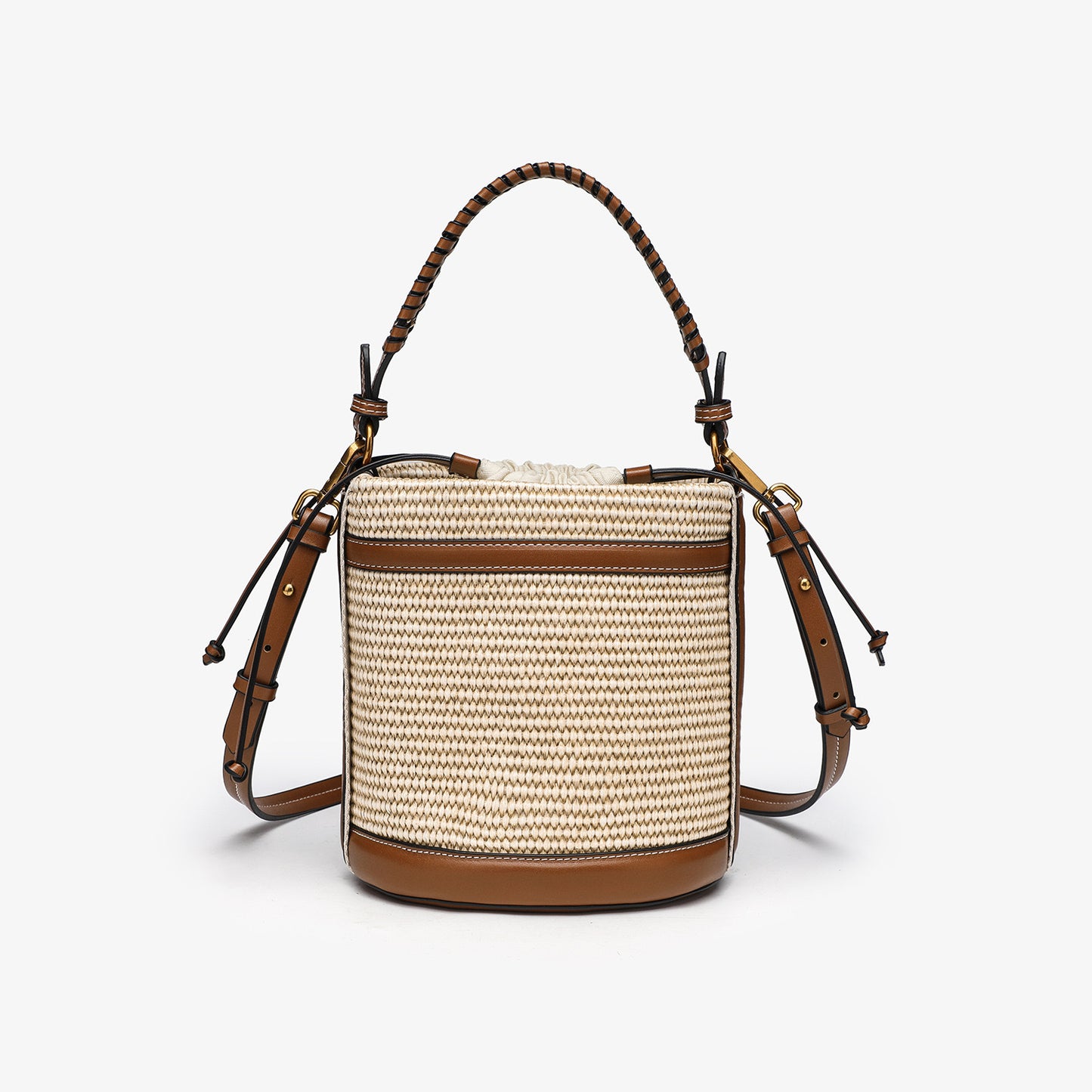 Women's Z Portable Woven Beach Trendy Color Collision Bucket Bags
