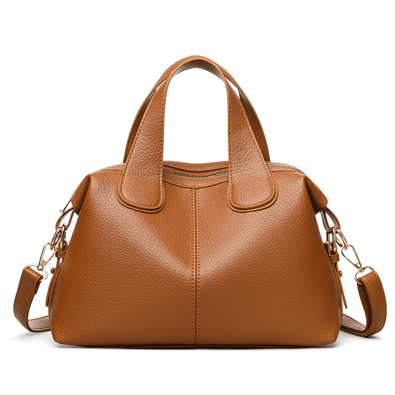 Women's Texture Soft Leather Boston Commuter Women's Handbag