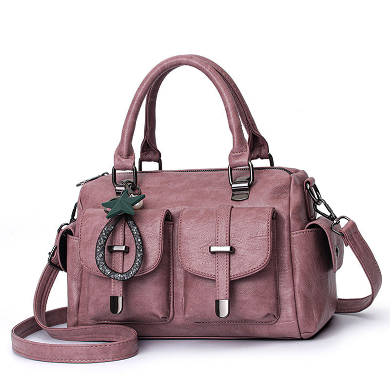 Solid Color Simple Authentic Leather Tactile Feel Tassel Bags