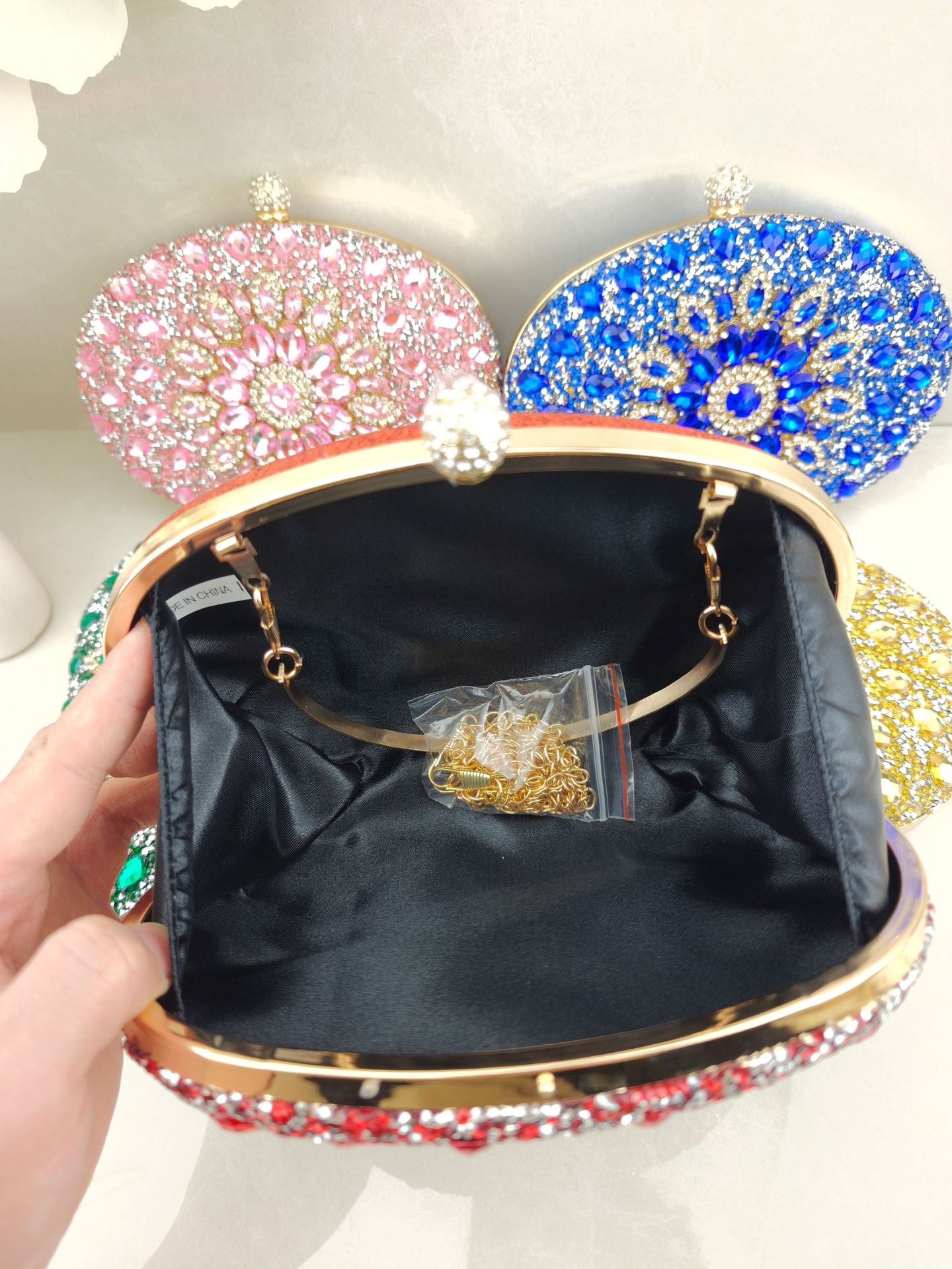 Diamond Texture Dress Banquet Party Match Metal Bags