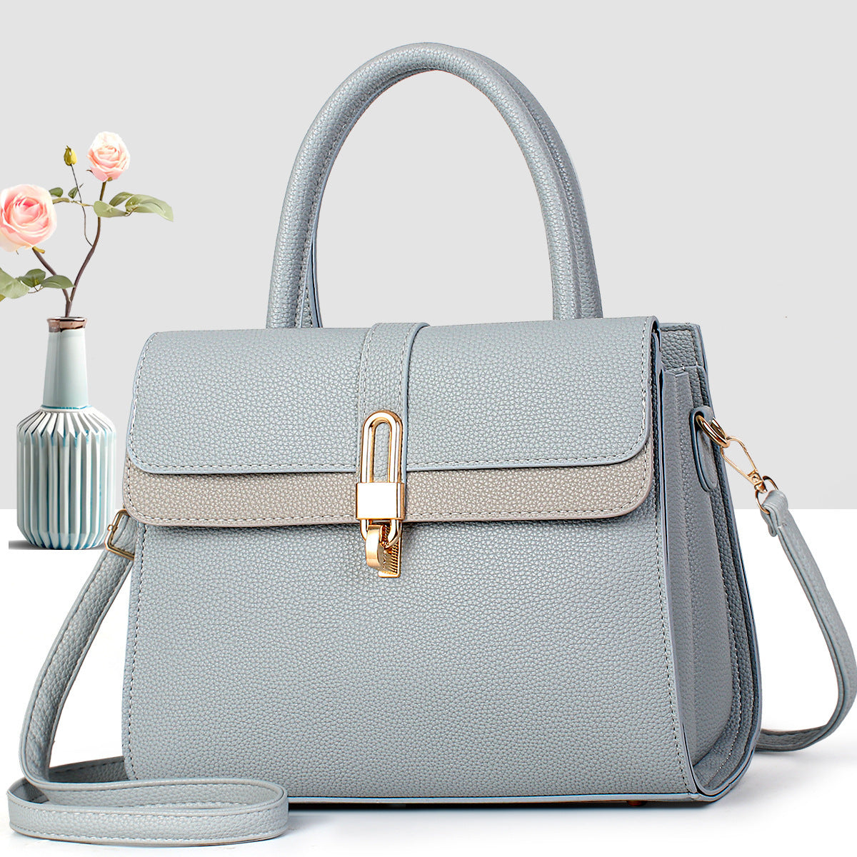 Women's High-grade Stitching Portable Light Luxury Lychee Bags
