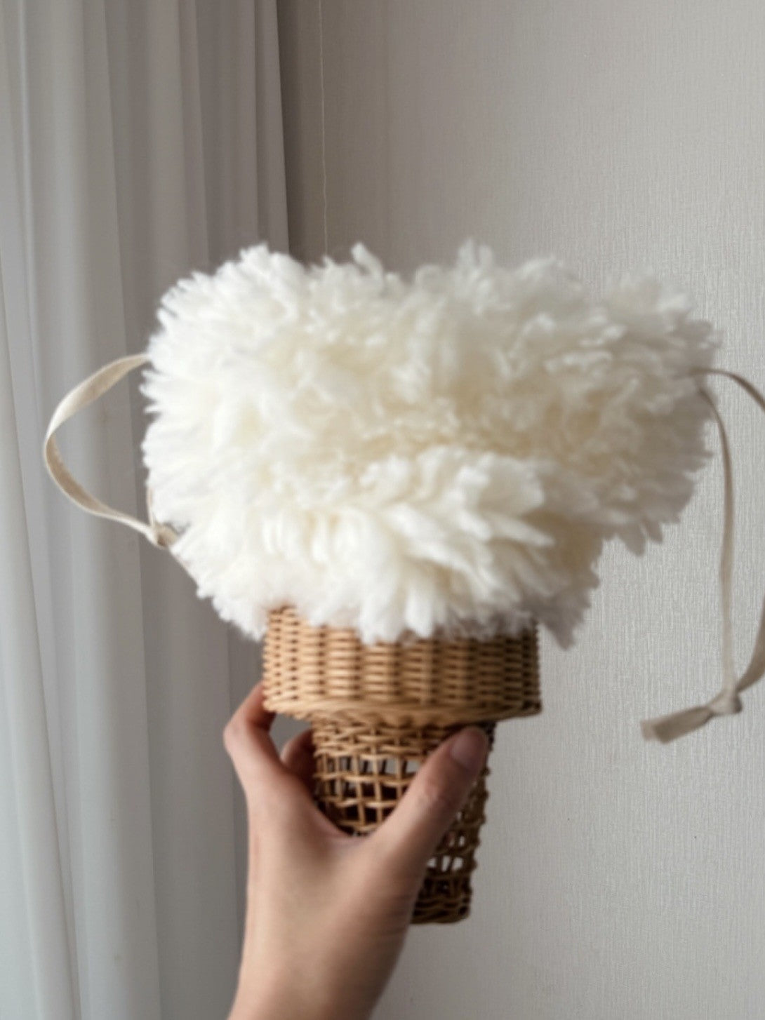 Style Design Straw Handmade Knitted Ice Cream Bags