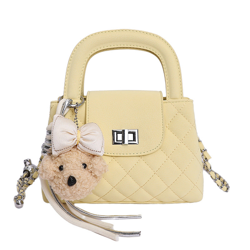 Women's Style Rhombus Chain Textured Portable Fashion Small Square Bag