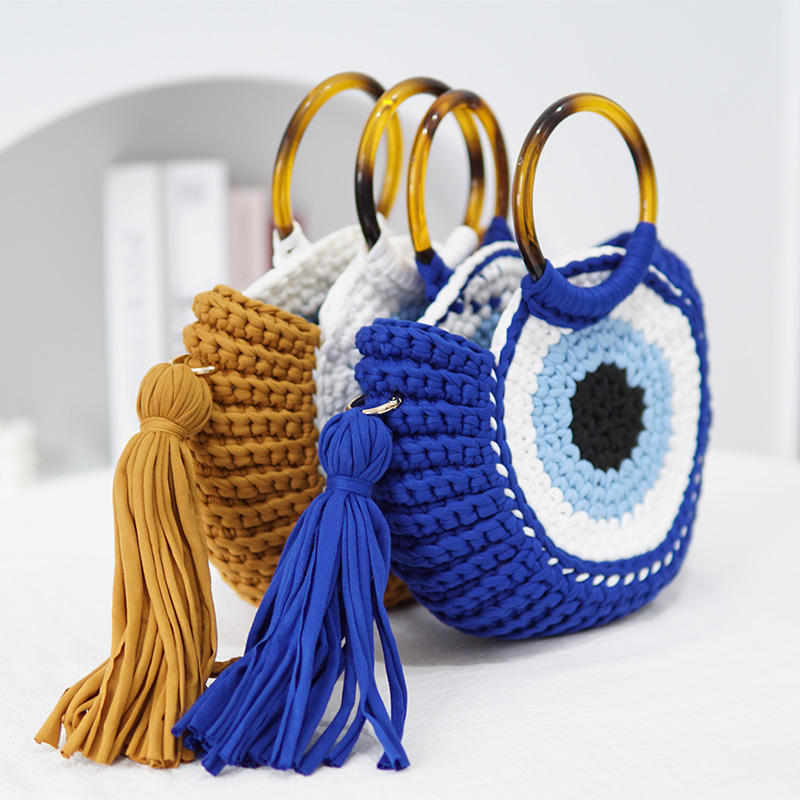 Thread Woven Large Capacity Big Eye Monster Vacation Beach Women's Handbag