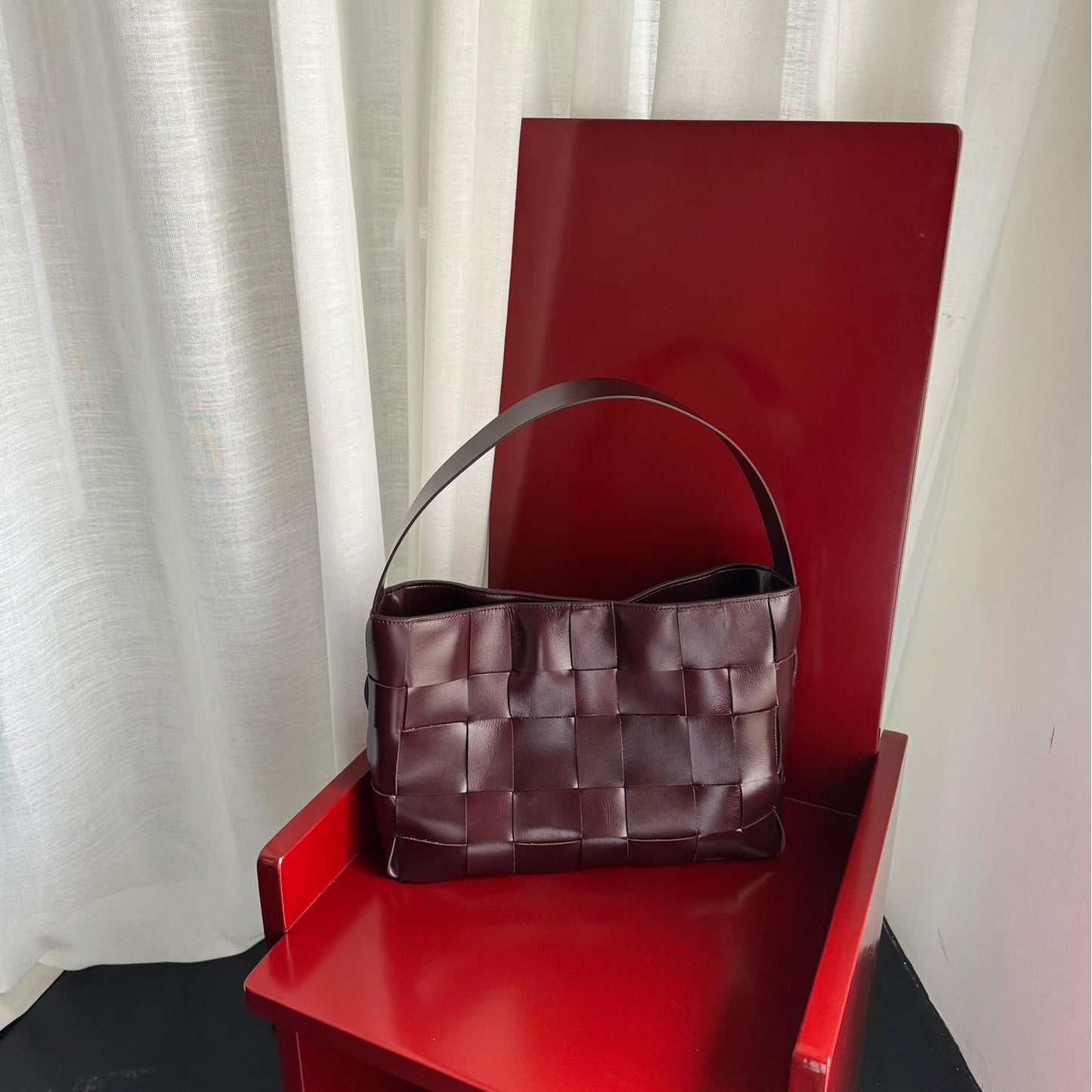 Leather Fashion Woven Genuine Niche Advanced Women's Shoulder Bag