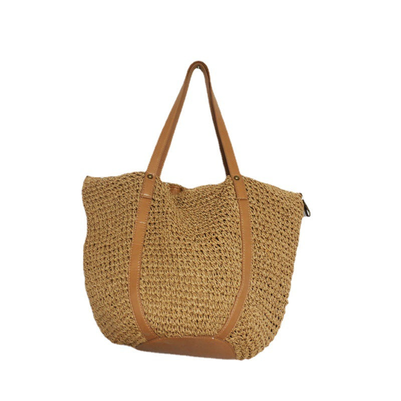 Women's Spring Vegetable Basket Knitted Straw Holiday Women's Shoulder Bag