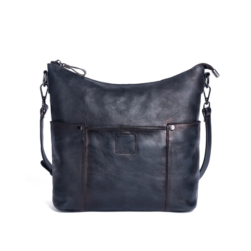 First Layer Cowhide Retro Hand-rub Color Straight Hair Support Bags