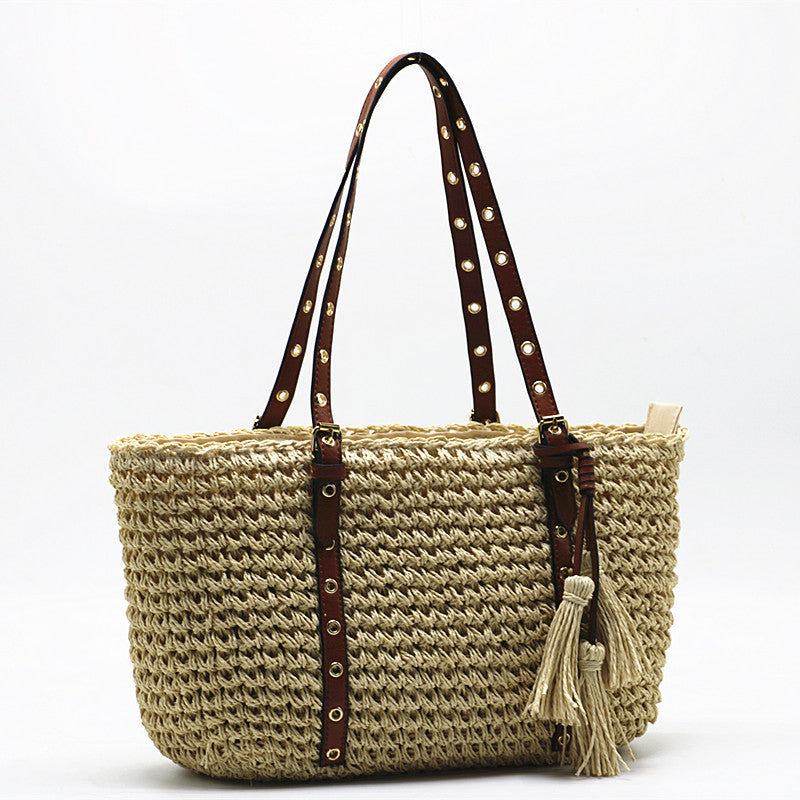 Craft Tassel Straw Phoenix Eye Woven Women's Shoulder Bag