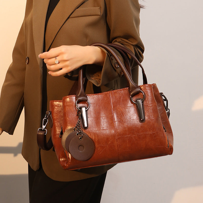Women's Big Retro Contrast Color Personality Large Capacity Bags