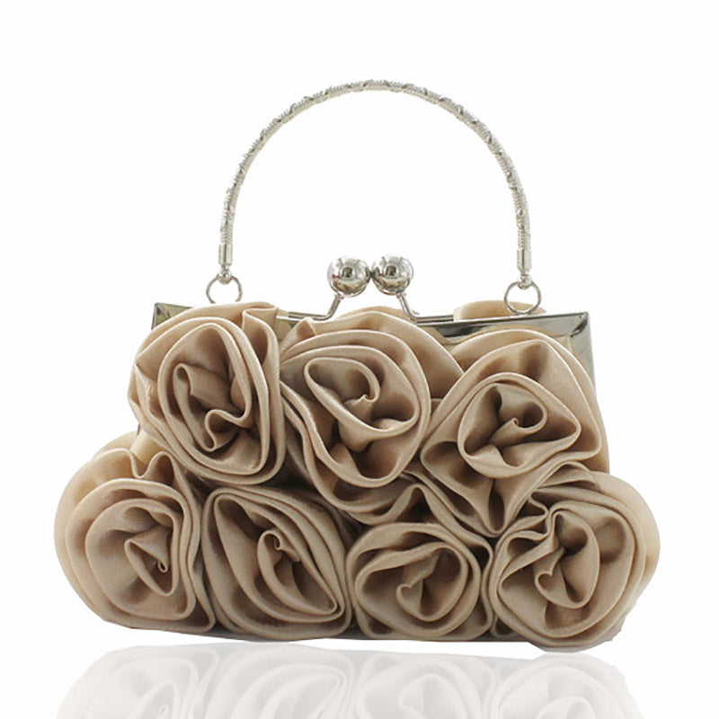 Durable Satin Cloth With Roses Portable Dinner Bag
