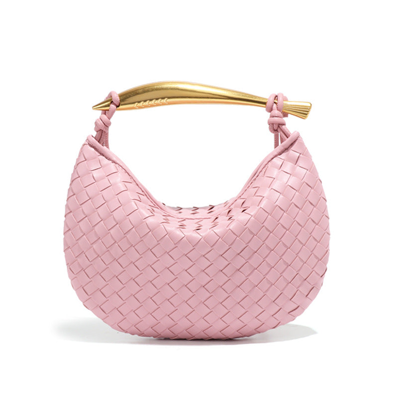 Women's Solid Color Dumpling Hand-woven Half Month Sardine Handbags