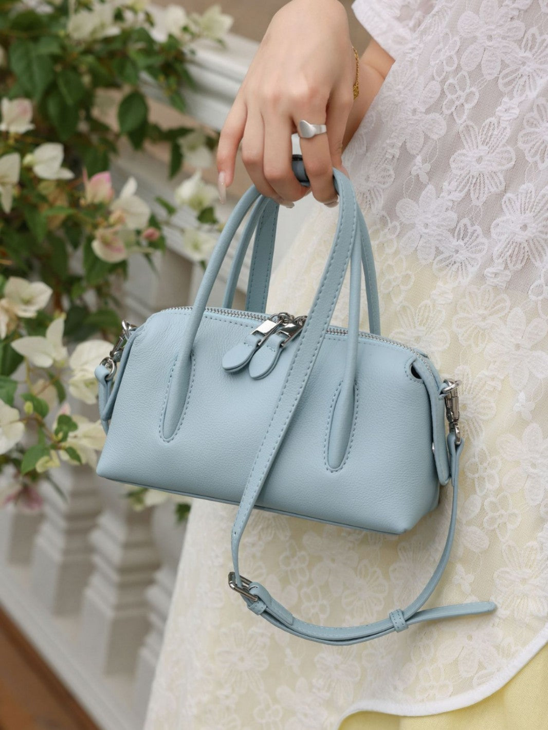 Women's Genuine Leather Boston Bowling Underarm Large Capacity Women's Shoulder Bag