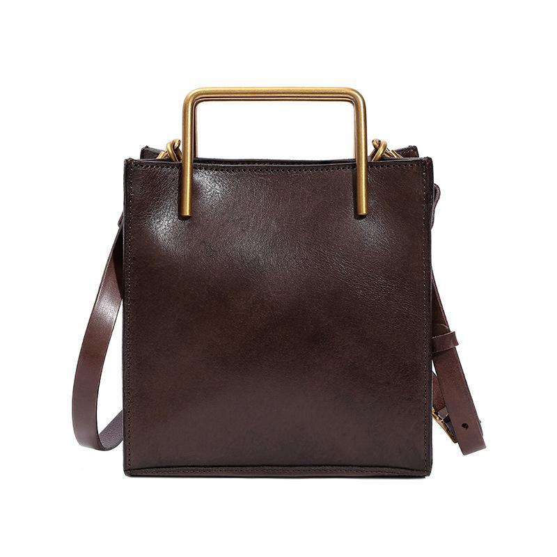 Women's Layer Vegetable Tanning Leather Retro Artistic Niche High Sense Simple Women's Messenger Bag