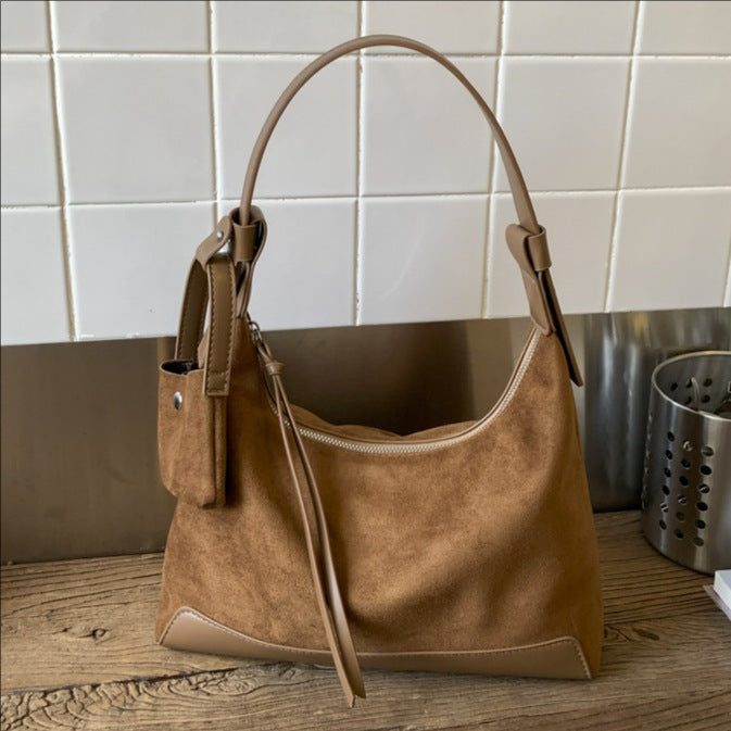 Women's Niche Retro Portable Underarm Suede Bags
