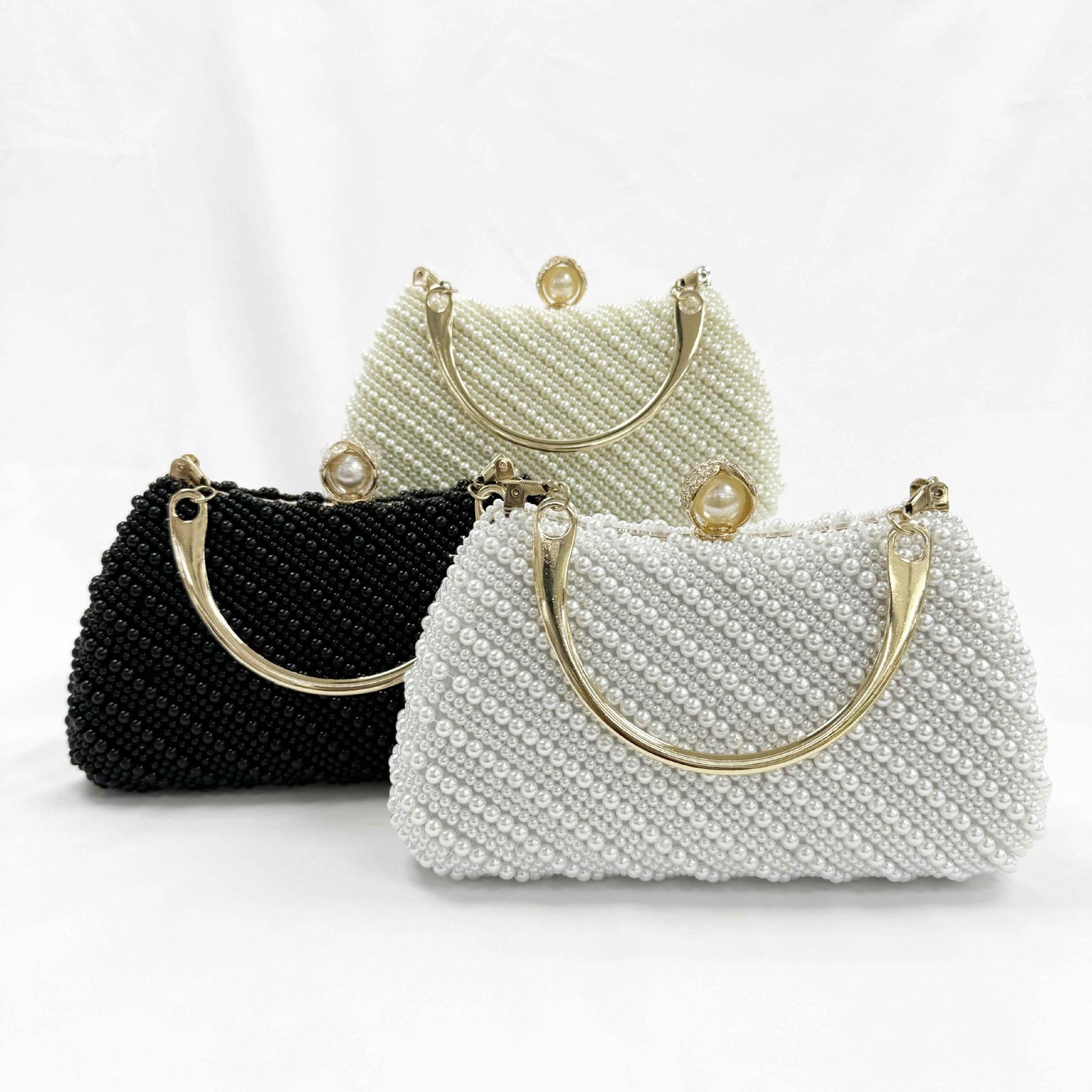 Women's Fashion Handmade Beaded Imitation Pearl With Dinner Bag