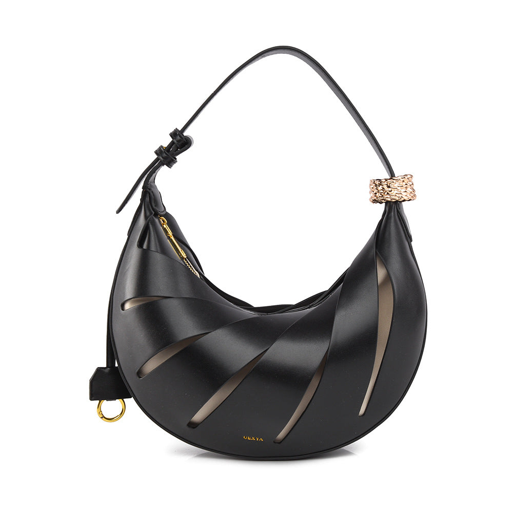 Niche Design Curved Moon Fashion High Sense Female Soft Leather Bags