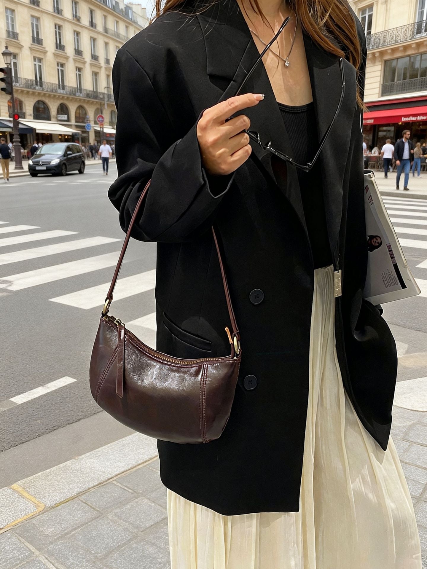Design Large Capacity Totes Cowhide Commuter Pocket Women's Shoulder Bag