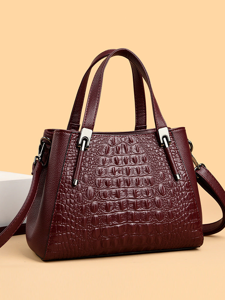 Women's Crocodile Pattern High-grade Large Capacity Commuter Handbags