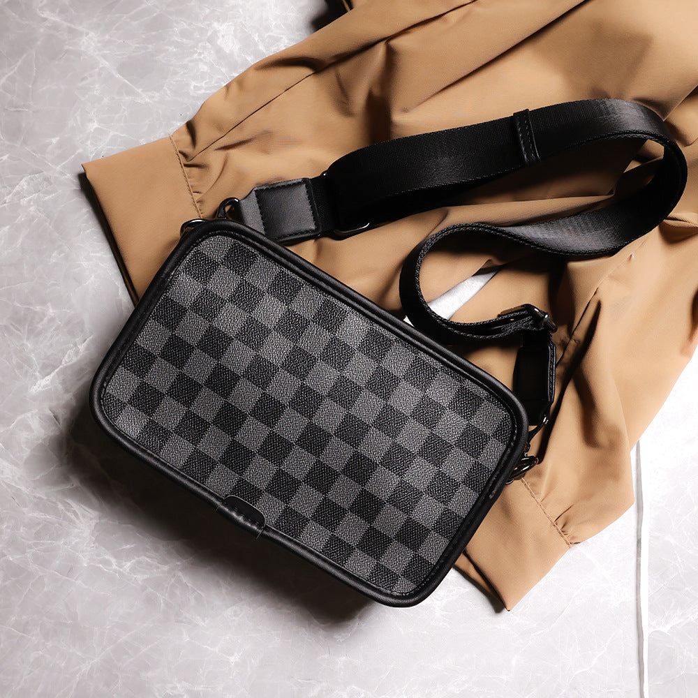 Classic Men's Business Plaid Fashion Trendy Men's Shoulder Bag