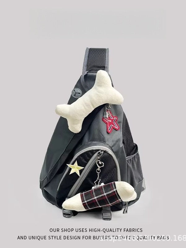Women's Style Soft Good-looking Contrast Color Large College Student Schoolbag