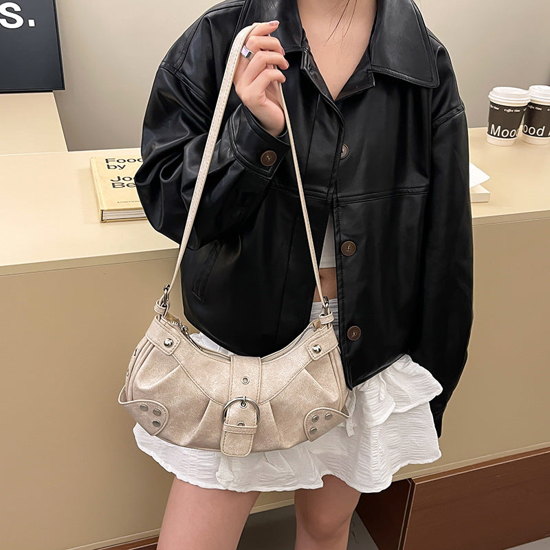 Retro Hot Motorcycle Versatile High Quality Underarm Large Women's Shoulder Bag