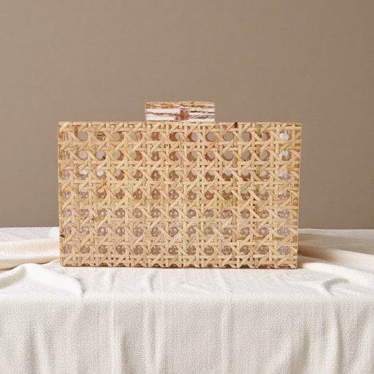 Vintage Rattan Fashion Acrylic Chain Clutch Bags