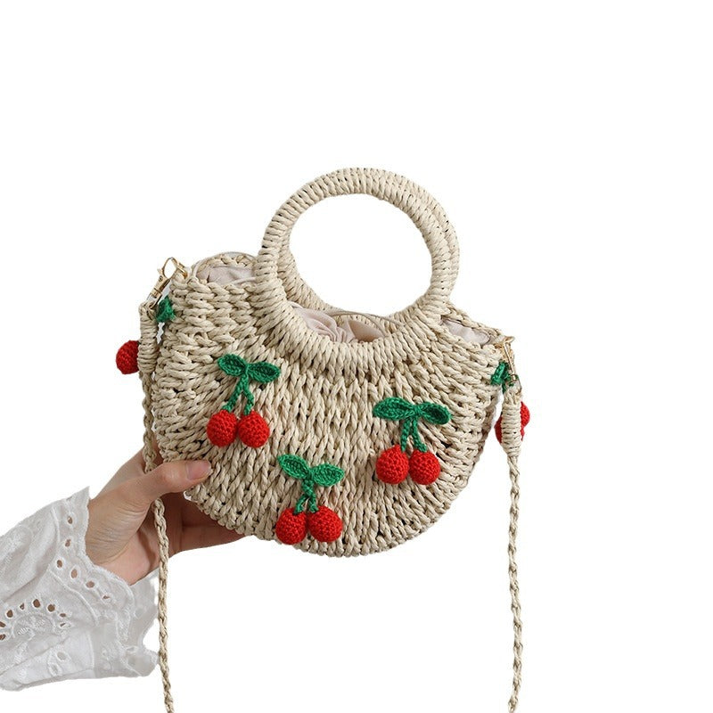 Cute Cherry Fresh Straw Woven Strawberry Bags