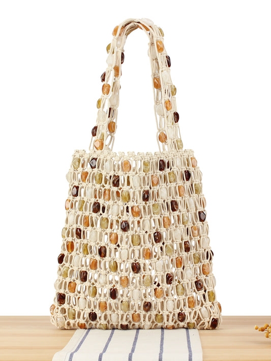 Women's Fashionable Hand-woven Design Beaded High-grade Retro Women's Handbag