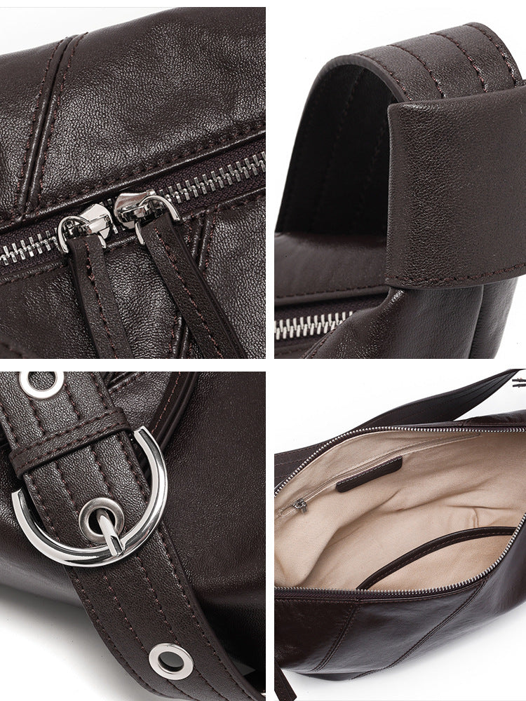 Women's Cowhide Retro High Sense Croissant Fashion Bags