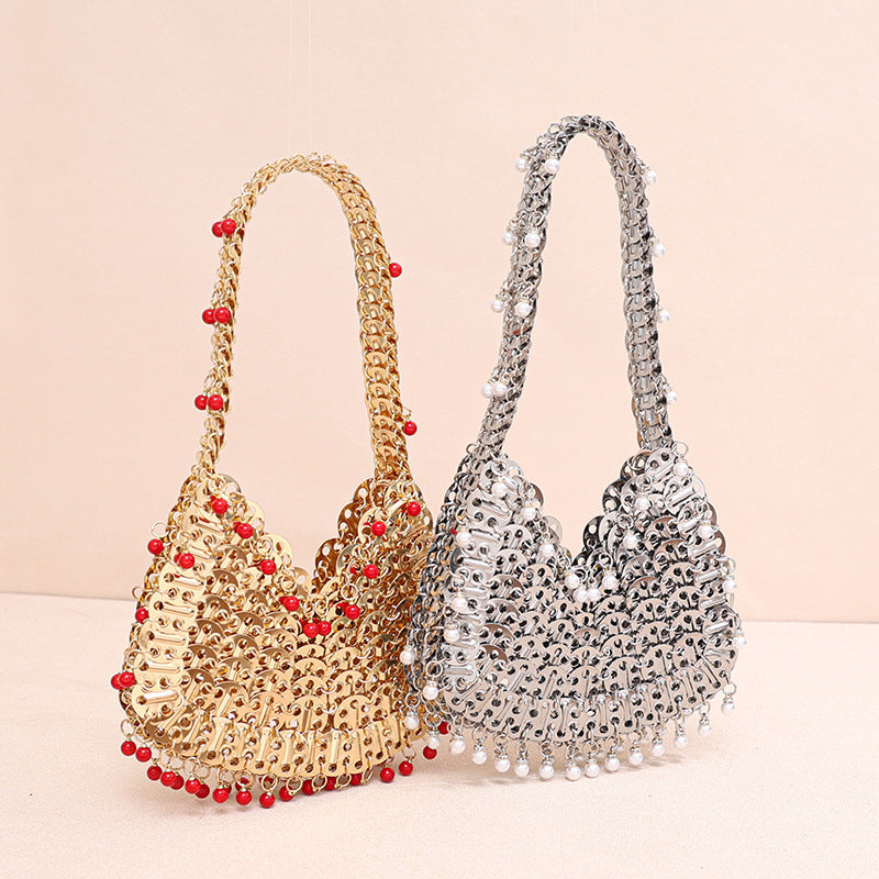 Women's Pearl Hand-woven Gold Sier Color Sequin Women's Handbag