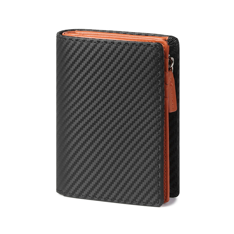 Men's Leather Short Zipper Vertical Design Business Men's Wallet