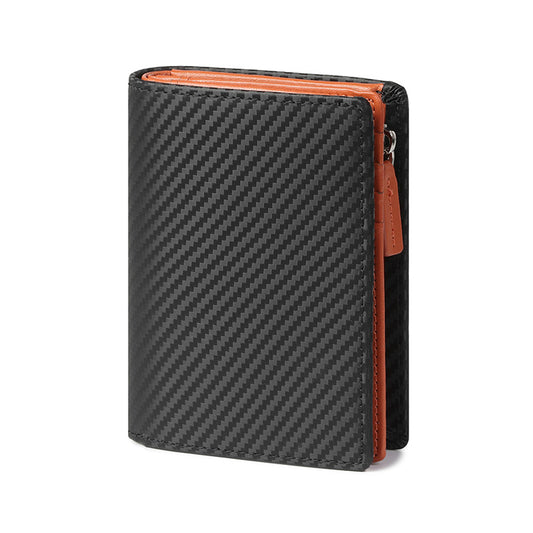Men's Leather Short Zipper Vertical Design Business Men's Wallet