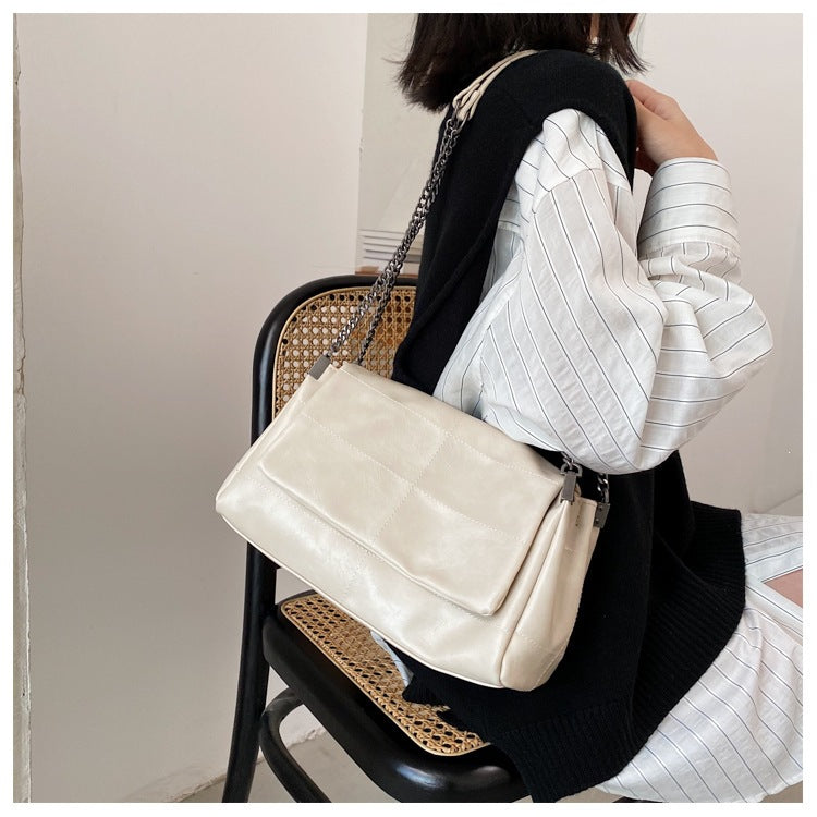 Women's Fashion Soft Leather Sewing Chain Women's Shoulder Bag