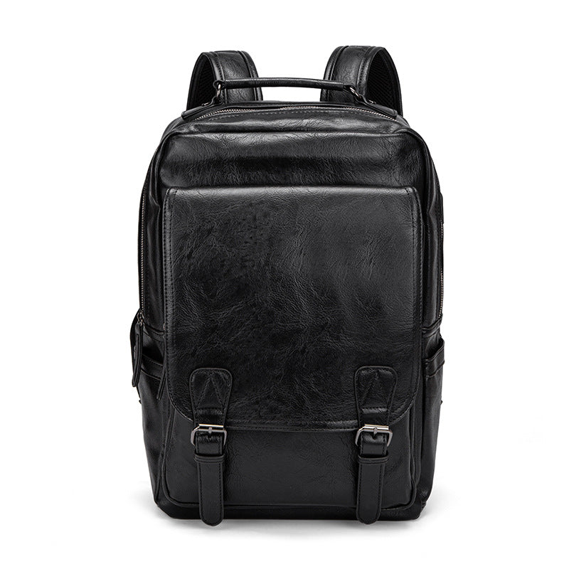 Men's Leather Korean Rechargeable Computer Fashion Leisure Backpack
