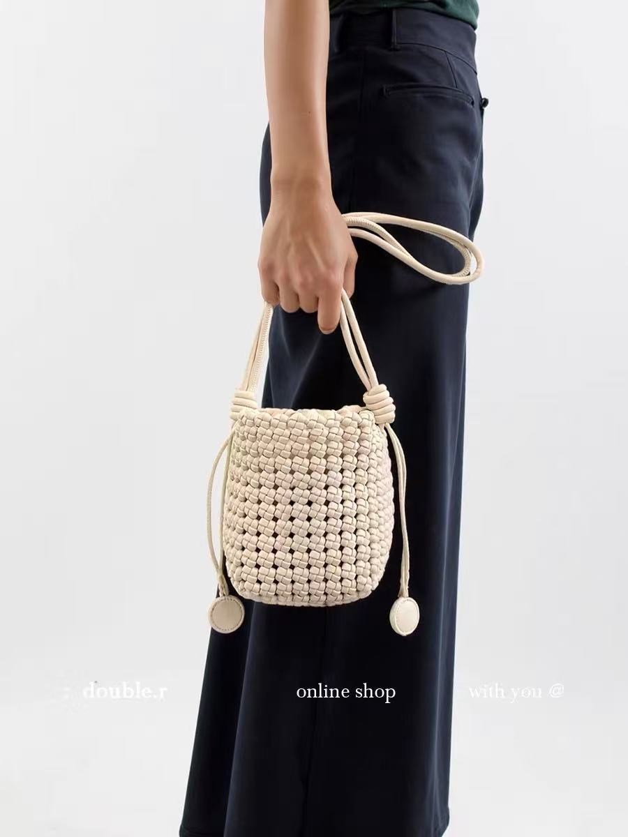 Fashion Handmade Woven High-grade Food Basket Mini Underarm Mother Bucket Bags