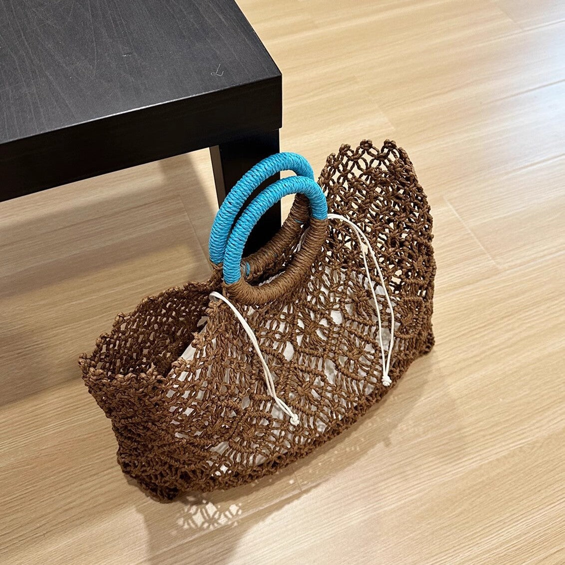 Straw Hollow Woven Summer Beach Dark Handbags