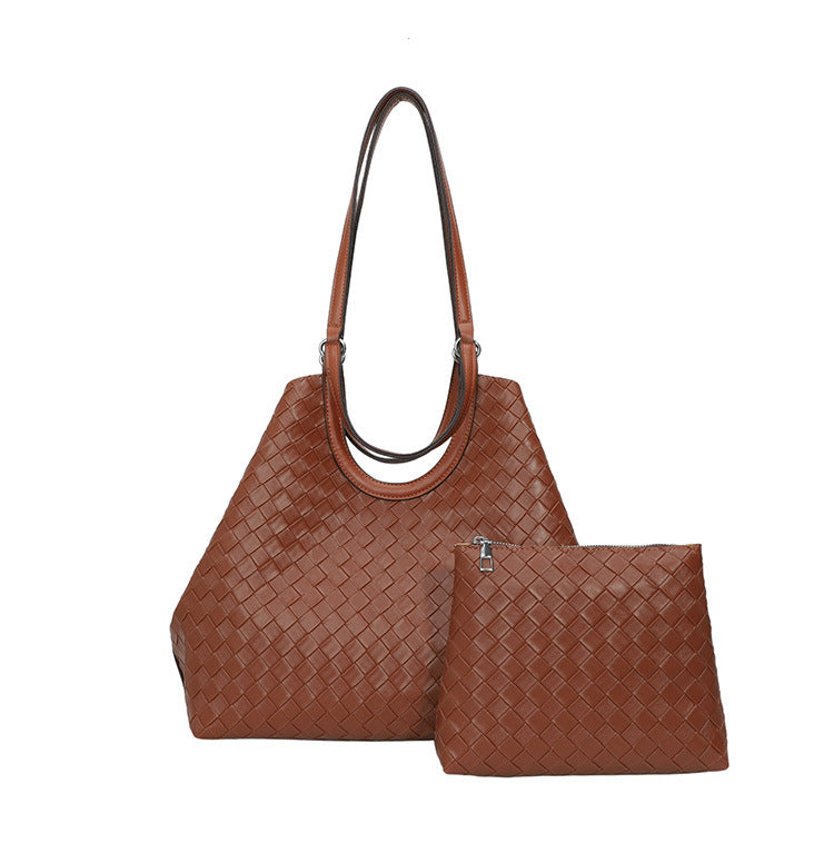 Fashion Portable Vegetable Basket Large Capacity Urban Simple Woven Pattern Bags