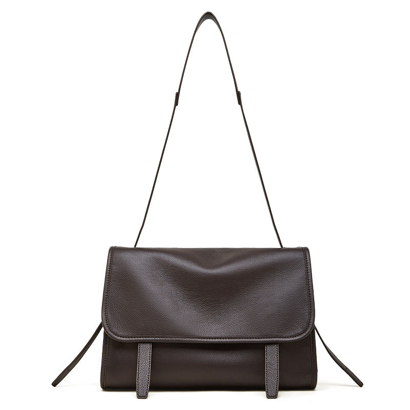 Women's Retro Frosted One Winter First Layer Cowhide Commuter Tote Bags