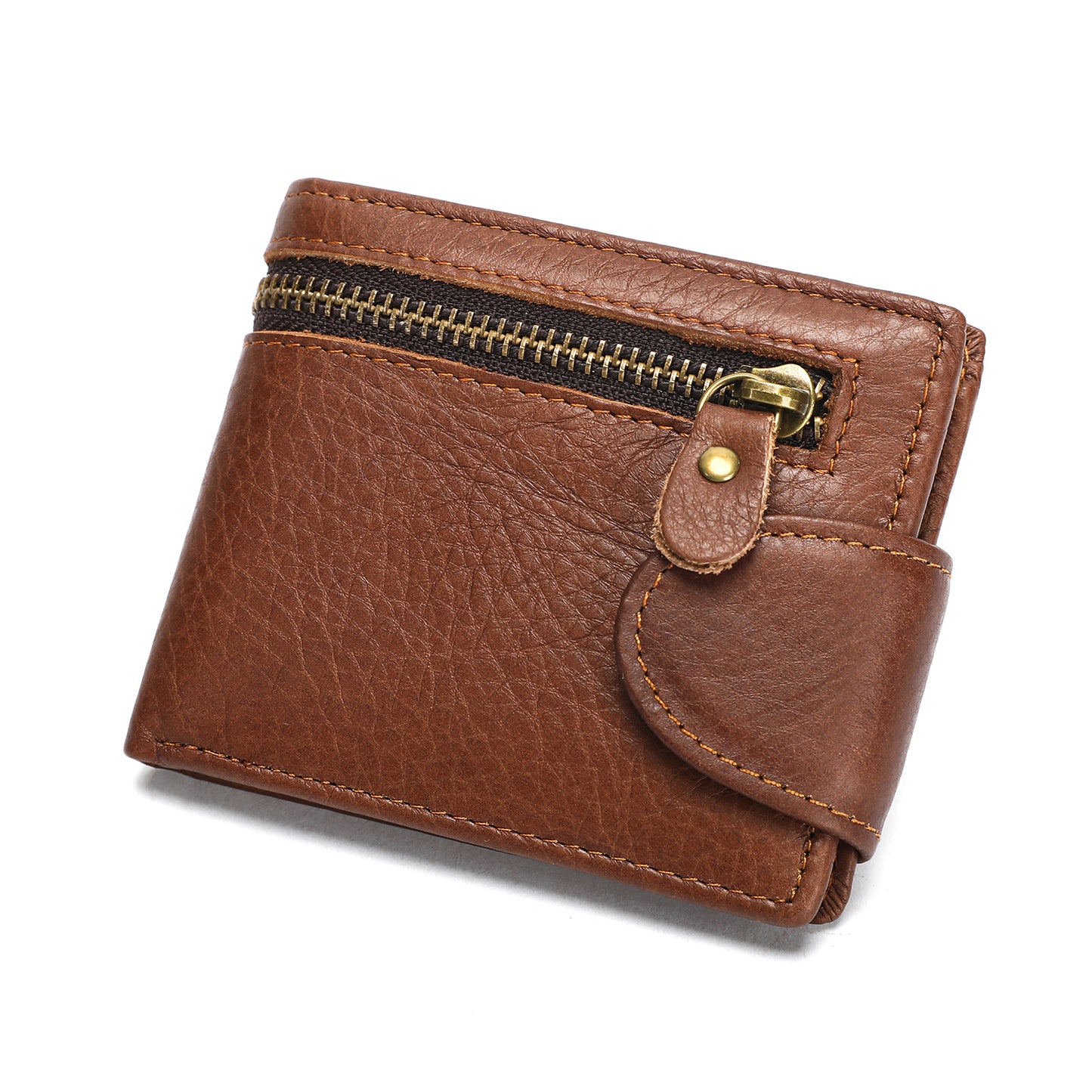 Men's Crazy Horse Leather Short Genuine Multiple Slots Men's Wallet