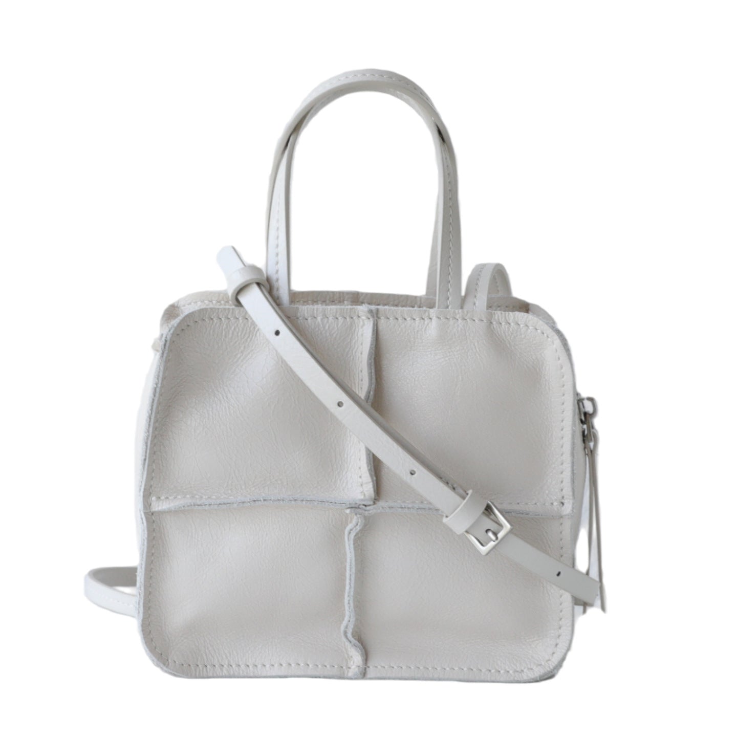 Women's Handmade Stitching Top Layer Cowhide Simple Style Genuine Leather Small Square Bag