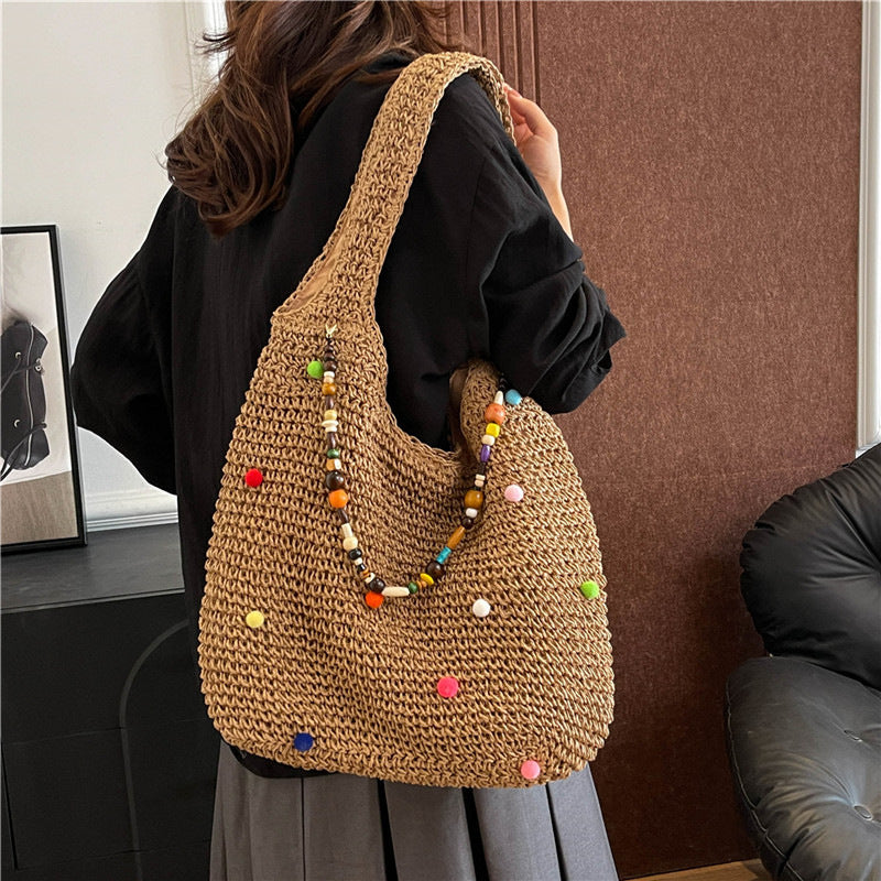 Idle Style Fashion Large Capacity Simple Versatile Korean Western Seaside Women's Shoulder Bag