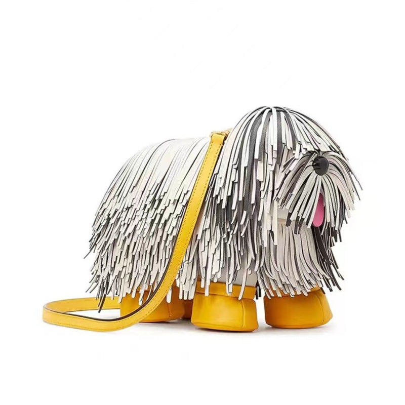 Cute Creative Funny Dog Personality Design Shepherd Tassel Handbags