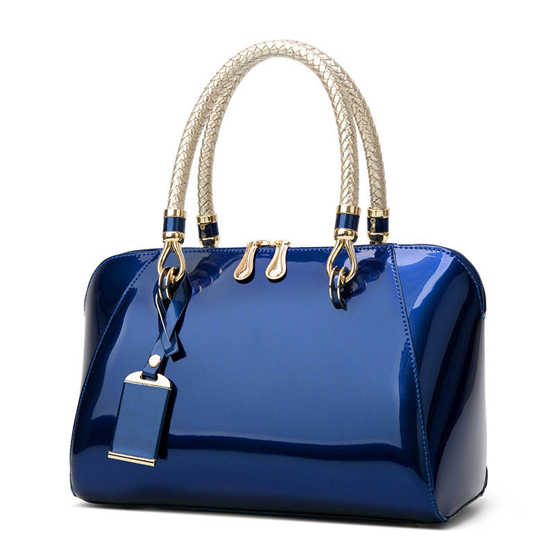 Versatile Women's Patent Leather Glossy Bridal Handbags